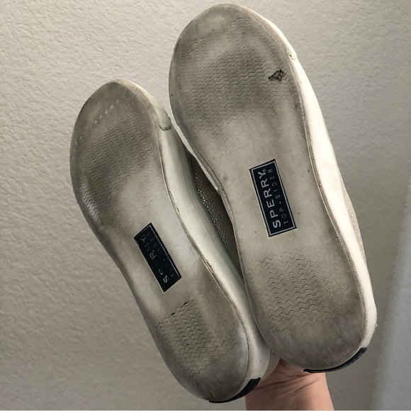 Sperry Seacoast Silver White Metallic Low Top Sneaker 7.5 - Picture 7 of 8